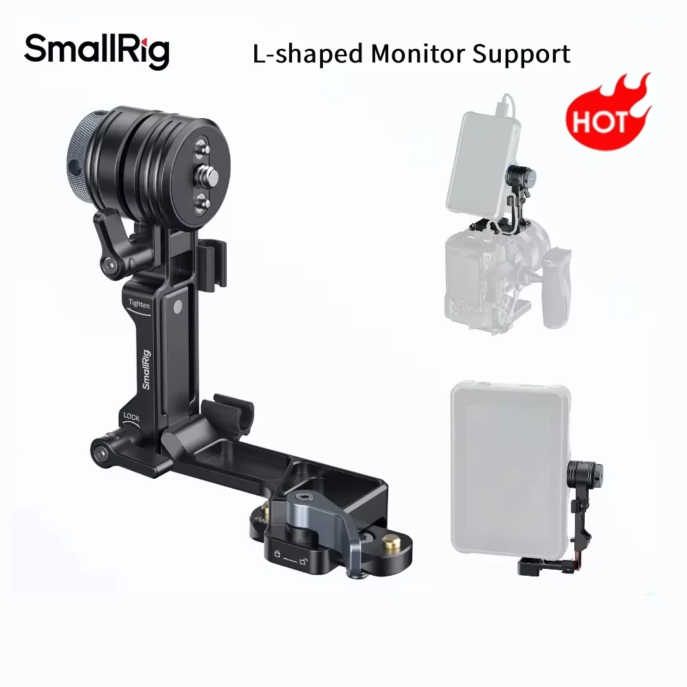 SmallRig L-shaped Monitor Support, with NATO Rail Cable Clips Stepless Damping Adjustment Dual Retractable Locating Pins -6315
