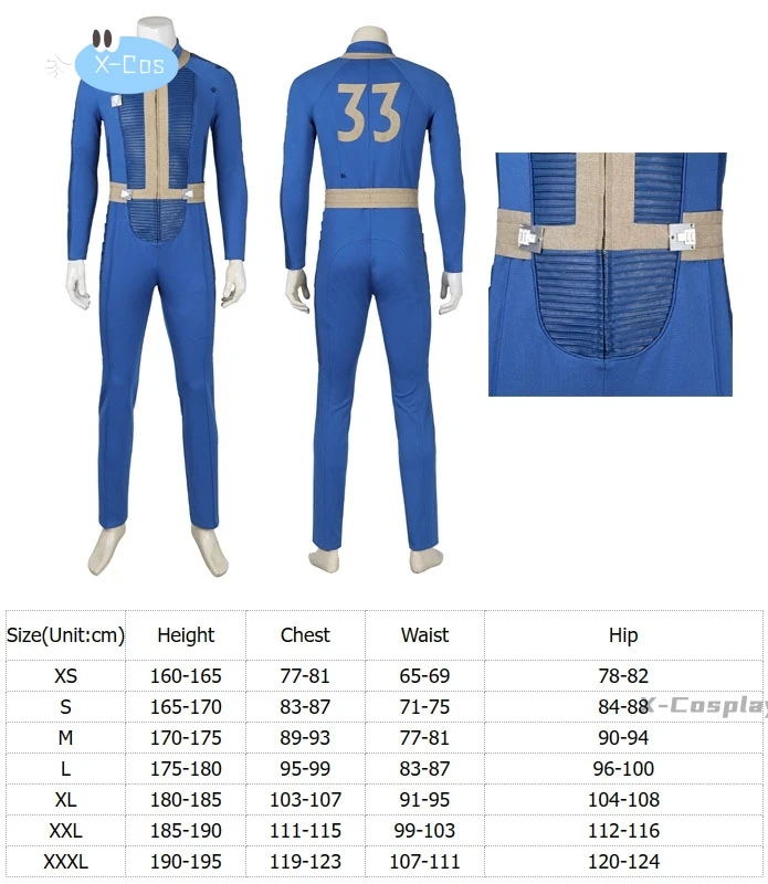 Cosplay Costume Conjunto completo para homens adultos, roupas para o Halloween, macacão de carnaval, traje vault, adereços de anel de braço, outono, n ° 33