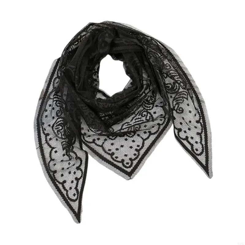

L5YC Simple Street Head Scarf Adjustable Outdoor Headscarf Embroidery Triangles Scarf for Religious Ceremonies and Daily Wear