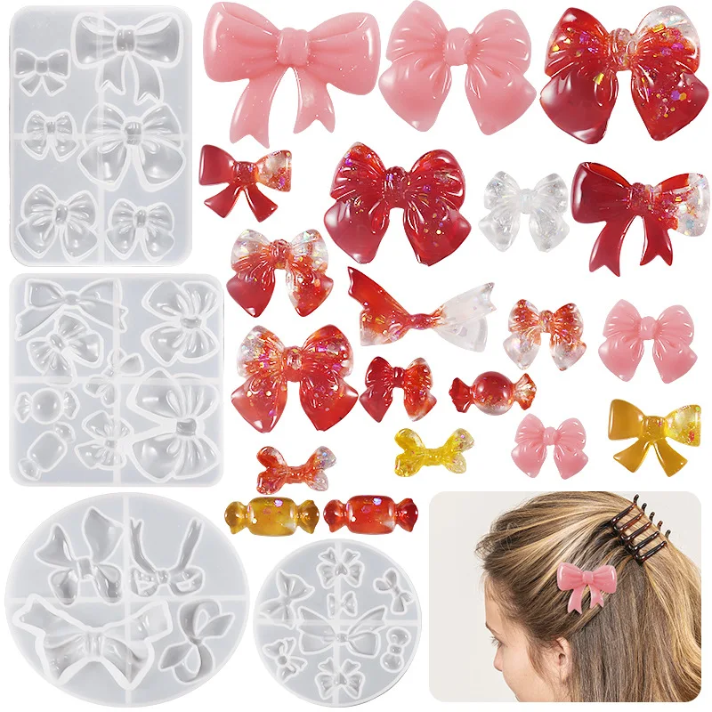

4 Style Choose Bow Bowknot Fondant Silicone Mold Cake Baking Mould Sugarcraft Chocolate Cupcake Resin Tools Decorating Tools