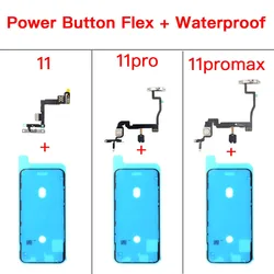Power Button With Flash Light Microphone Flex Cable For iPhone 11 Pro Max And Screen Waterproof Tape Replacement