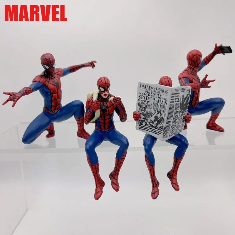 Marvel's Spider Man's 4pcs Daily Life SR+Pendulum Twist Egg Daily Action Figurine Toys Children's Christmas Gifts