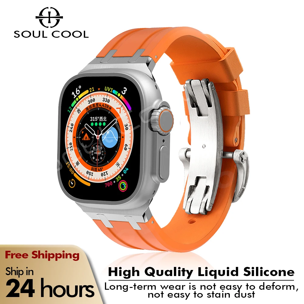 

Soft Silicone Strap for Apple Watch Ultra 2 49mm DIY Sport Style Modified Premium Band for iWatch Series 9/8/7/6/5/4 42/44/45mm