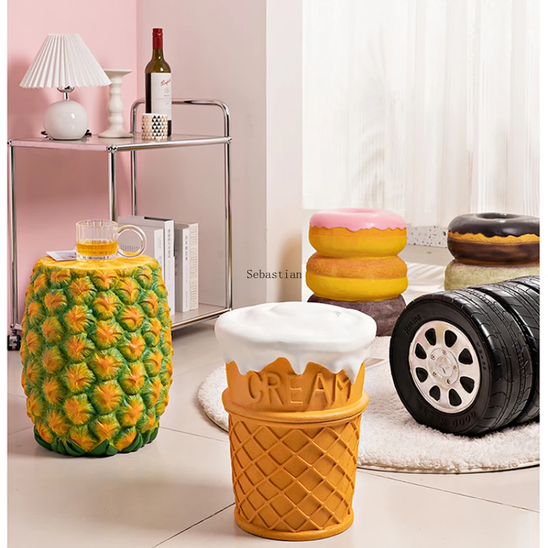 

Creative Short Stools, Food Design, Artistic Sense, Stools, Internet Famous Resin Decorative Ornaments, Shoe Changing Stools