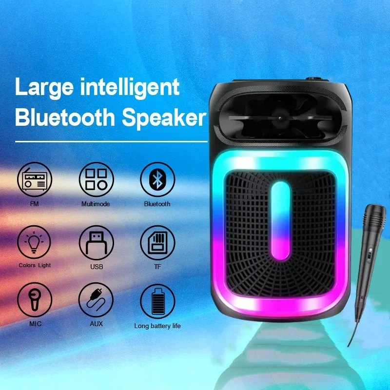 

50W Powerful HIFI Music Center Outdoor Karaoke Speaker Wireless Caixa De Som Bluetooth Speaker Portable Sound Box Family KTV FM