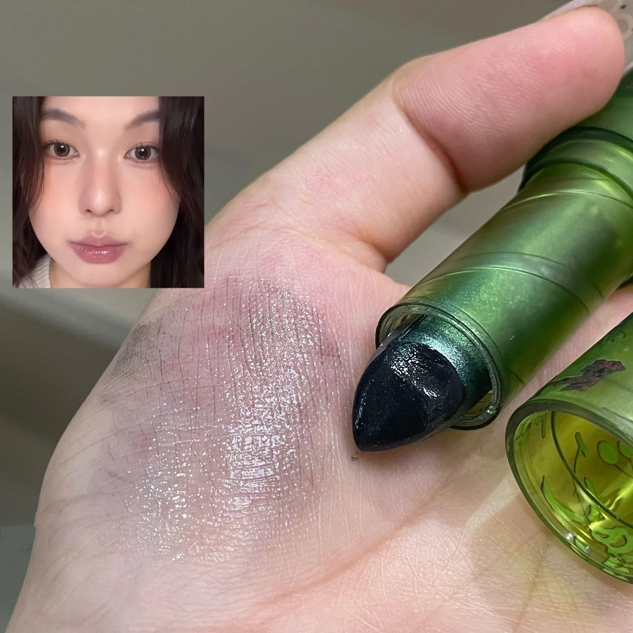 ブラックグリーンシマーリップスティック透明ミラーウォーターリッププランピング防水ノンスティックカップヌードクリアブラックリップティントメイクアップ