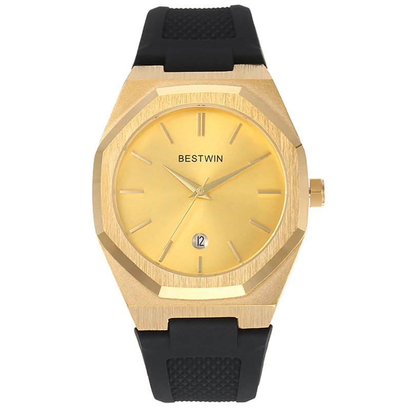 Luxury Men Watch Casual Sports Man Quartz Wristwatch Classic Brand Sliver Blue Rubber Silicone Reloj Calendar Simple Gold Clock