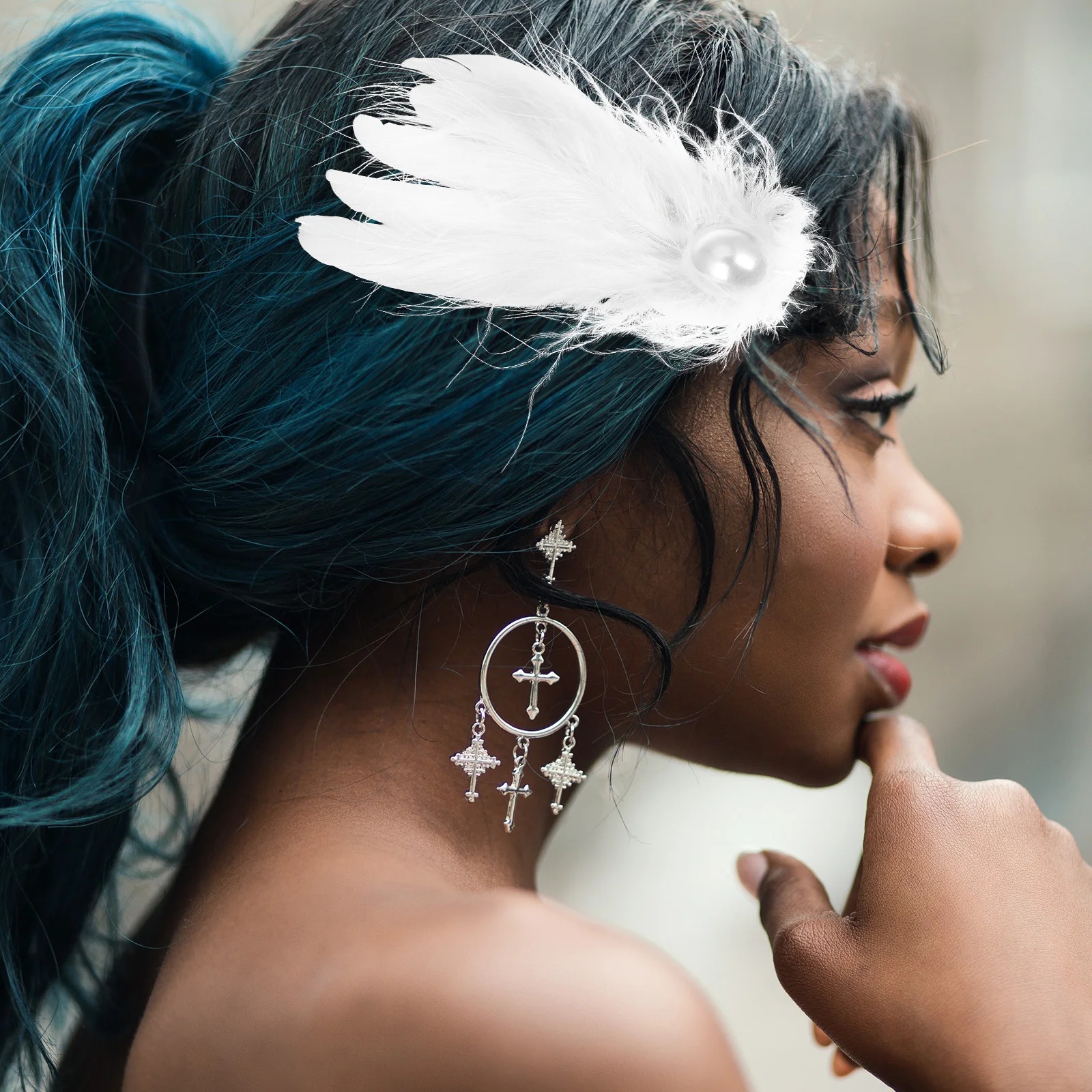 

White Swan Pearl Hair Clip Elegant Ballet Headpiece Hair Accessories for Weddings Stage Performances Photoshoots