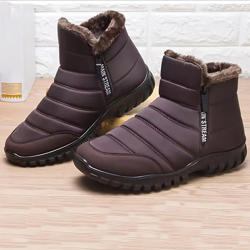 Men's Shoes: Men's Casual Shoes with Fleece, Warm, Waterproof and Wear-Resistant Snow Boots