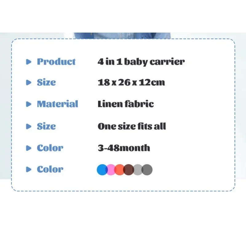 Baby Bag  Baby Accessories Baby Travel Carrier 4 in 1 Baby Cushion Carrier Convertible Back Carrier Baby Seat