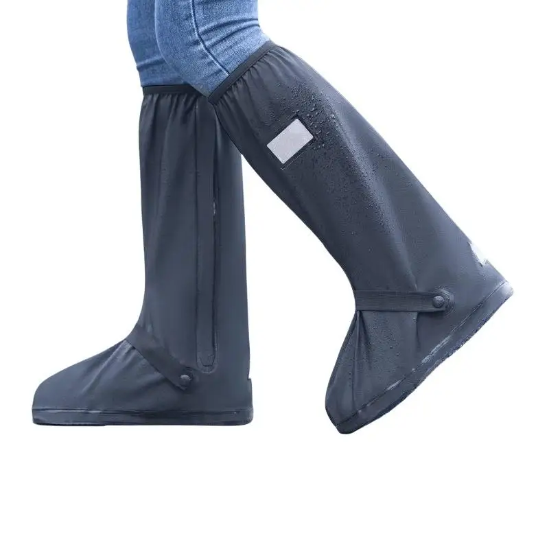 Hohe Outdoor-Regenstiefelüberzieher für Erwachsene mit Reflektorstreifen, Rutschfest, Verschleißfest, Tragbare Schuhüberzieher für Regenschuhe – Detail 9