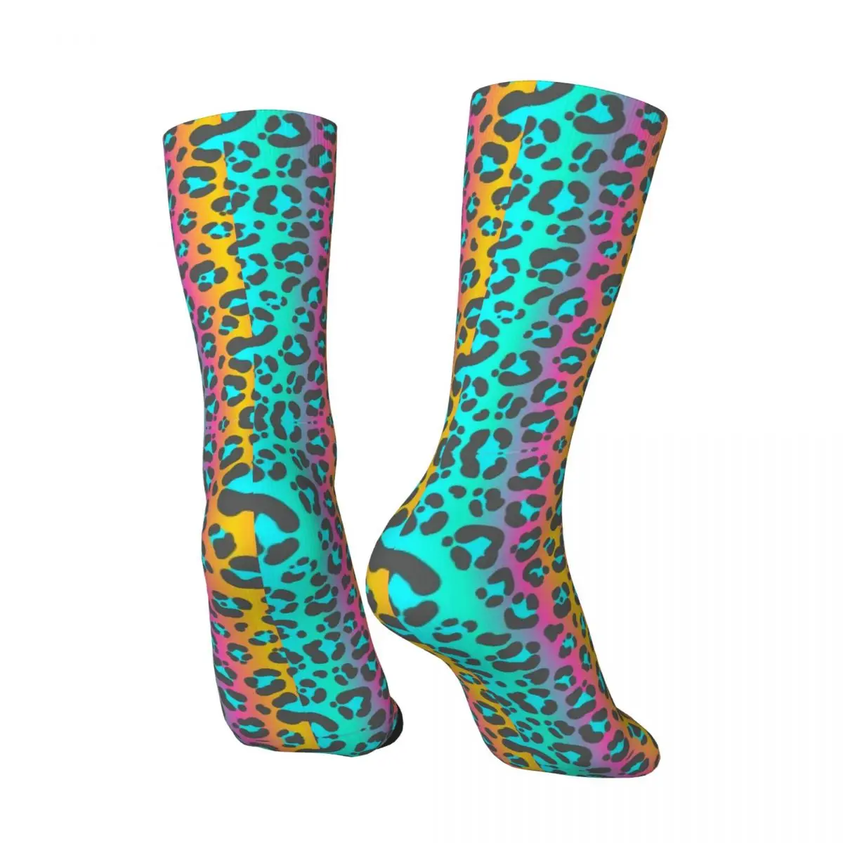 Rainbow Cheetah Leopard Print Stockings Adults Men Socks Comfortable Funny Socks Spring Skateboard Non Slip Socks Gift Idea