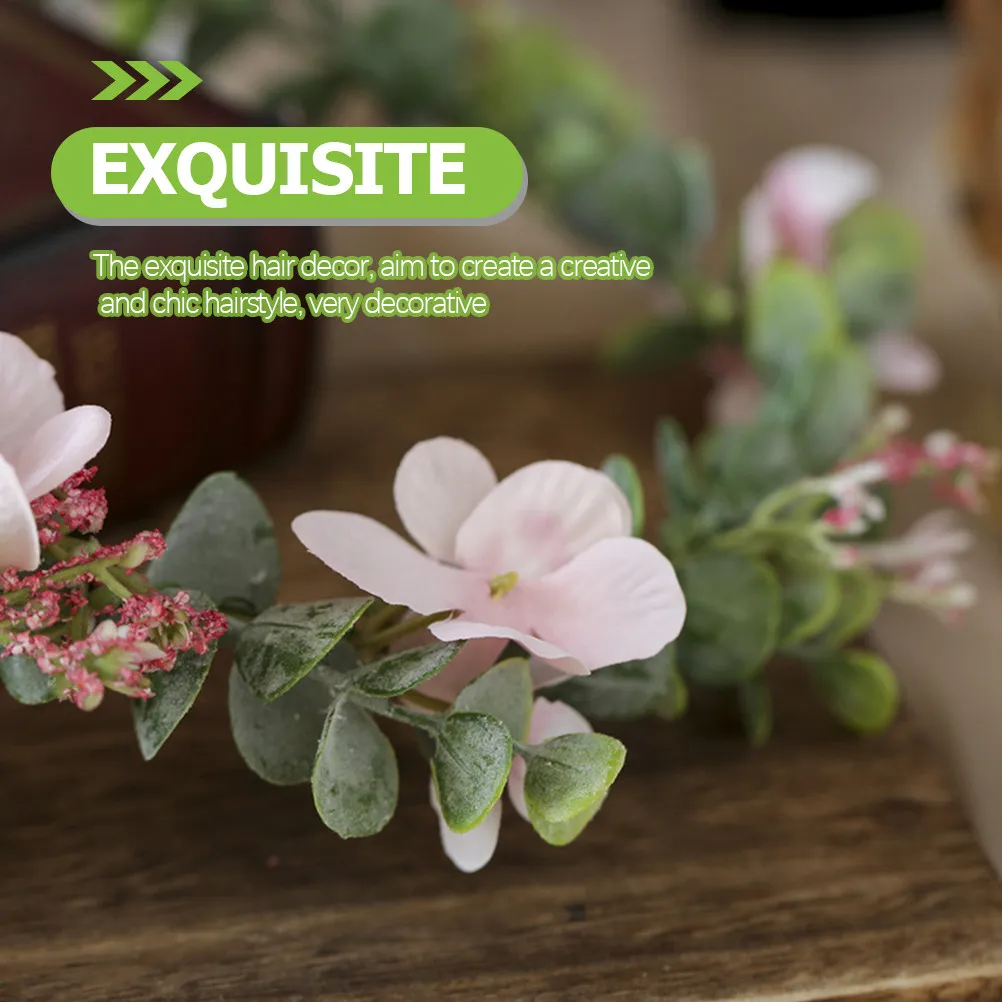 

Элегантная повязка на голову с цветами эвкалипта, изящная флокированная корона для невесты, декоративный цветочный головной убор для свадеб и вечеринок