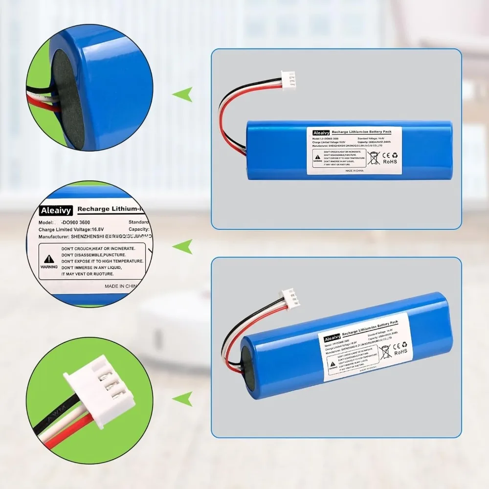 14.4V 6800mAh Rechargeable Li-ion Battery for Ecovacs Deebot N8 N8 Pro 900 901 905 Vacuum Cleaner Replacement High Power