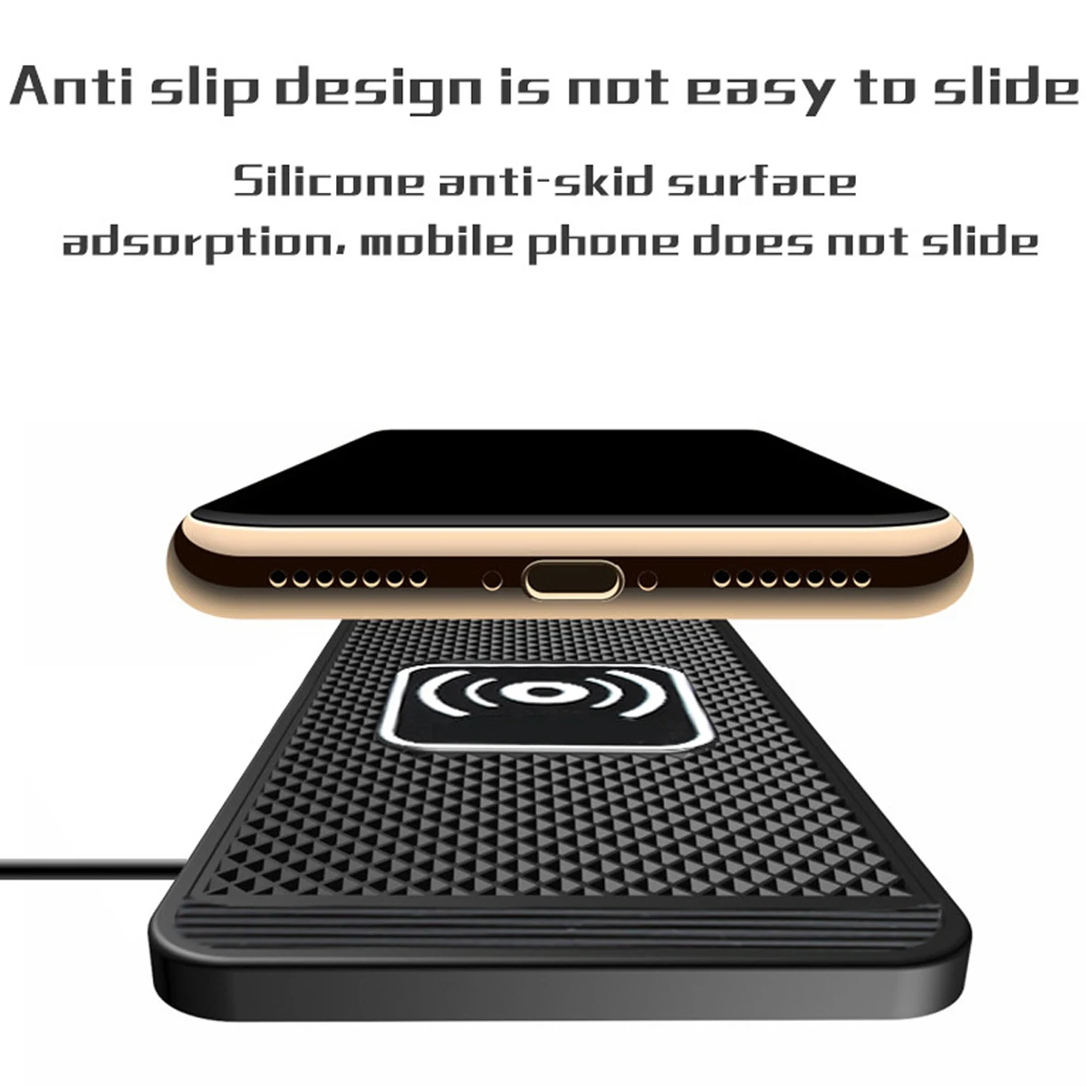 وسادة شاحن هاتف السيارة اللاسلكية بقدرة 15 وات، شاحن Qi سريع مضاد للانزلاق، متوافق مع Android وiPhone 12/13/14/15