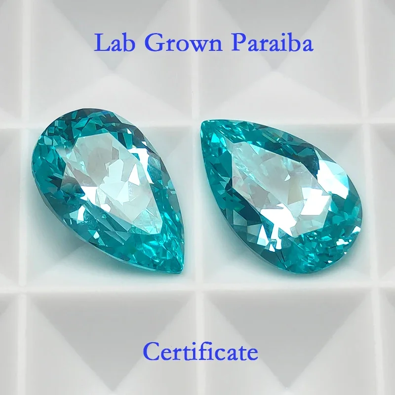 

Lab Grown Paraiba Pear Shape VVS1 Gemstone Charms Beads for DIY Jewelry Making Necklace Materials Selectable AGL Certificate