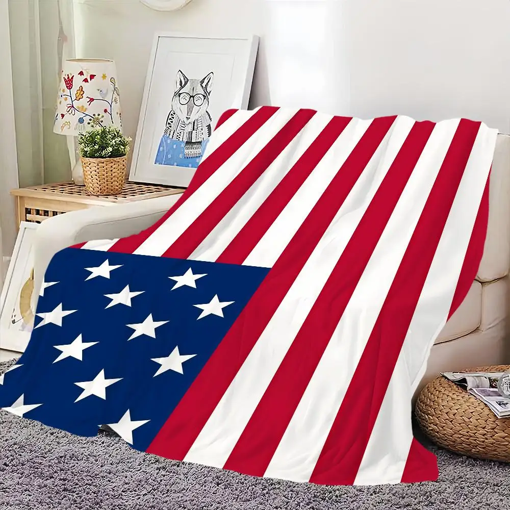 American USA US Flag Blanket For Soft Throw Blanket for Picnic Bed Sofa Home Bedroom Cozy Warm Comfortable