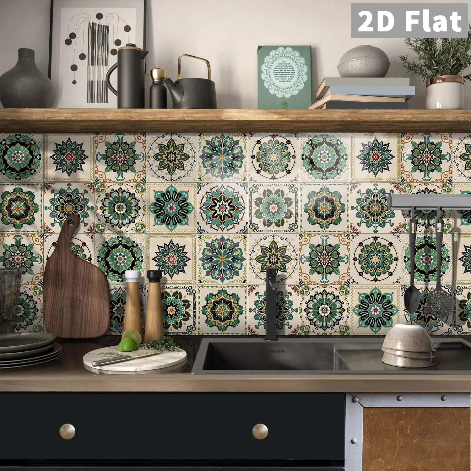 Retro Mandala Pattern Wall Sticker, Self-Adhesive Heat-Resistant, Used for Living Room, Bedroom and Home Decoration