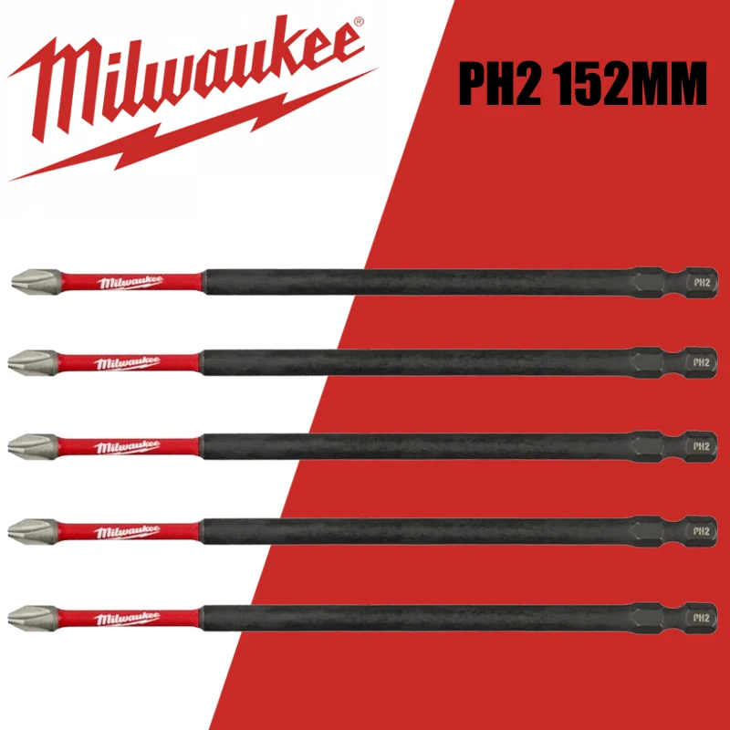 

Milwaukee PH2 152 мм ударная бита ударная волна 5 шт. 1/4 "прочная HSS крестообразная отвертка головка столярное отверстие детали электроинструмента