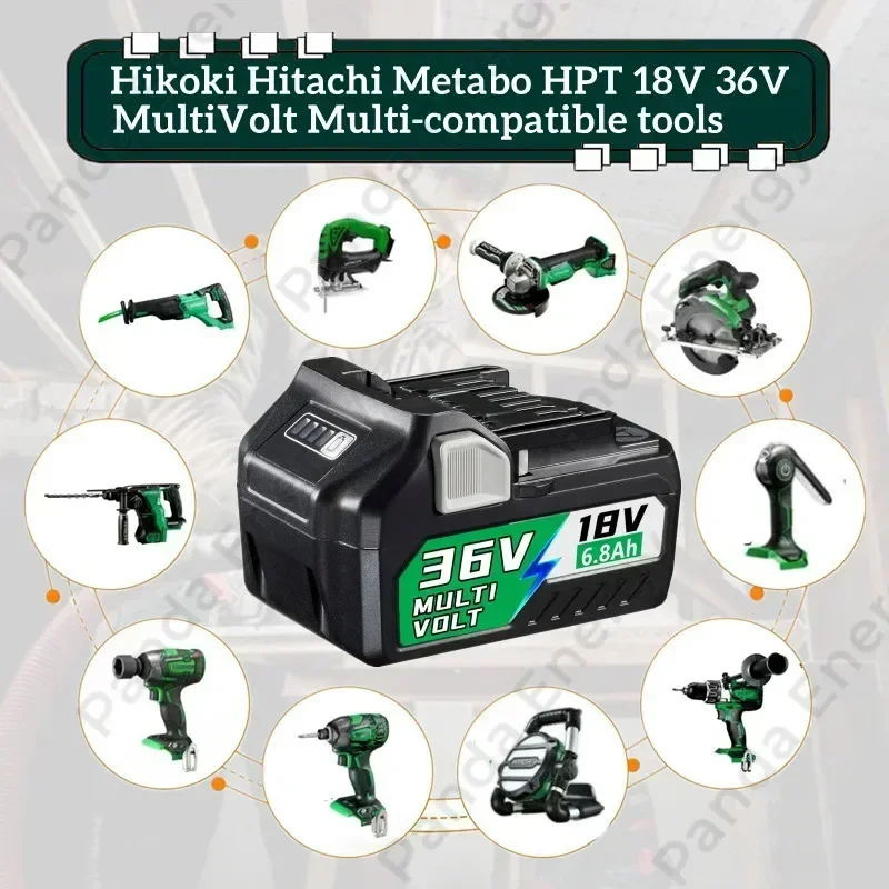 Bateria Slide MultiVolt Lithium-Ion, Atualização, 18V, 36V, 6.8Ah, para Hikoki, Hitachi, Metabo, HPT, 18V, 36V, Ferramentas sem