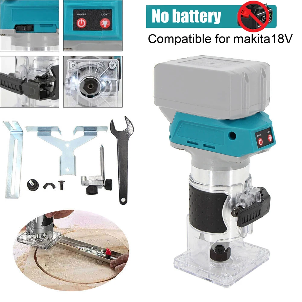 Woodworking Electric Trimmer Brushless Wood Router Wood Trimmer Machine Engraving Slotting Machine for Makita 18V Battery