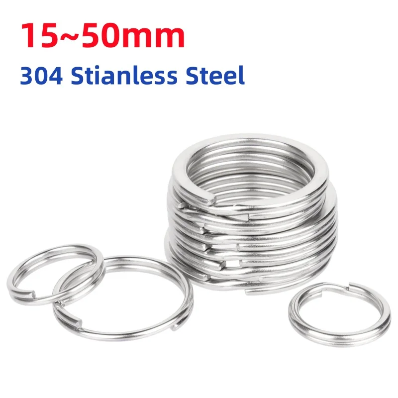 Od 15~50mm 304 Stianless Steel Metal Split Jump Rings Metal Hooks For Diy Keychain Pendant Making Accessory