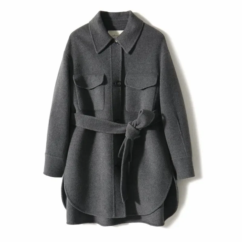 Autumn Winter 2024 New Korean Fashion Woolen Coat Women Loose Temperament Casual Wool Overcoat Woman Jacket Outwear Tops Ladies