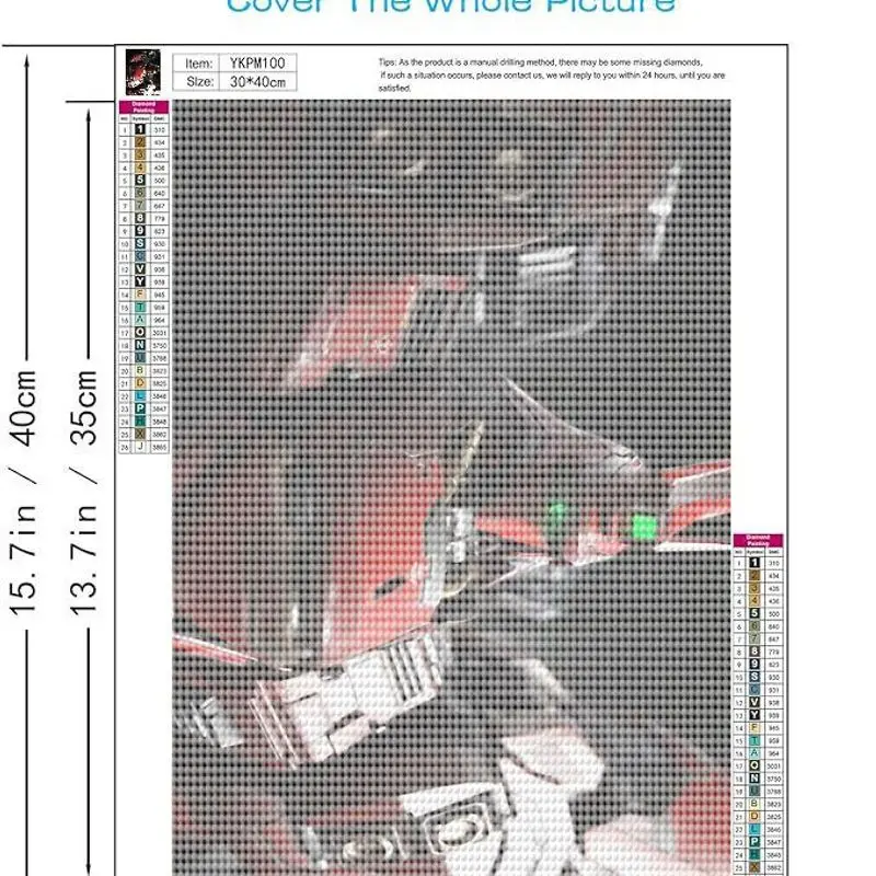 1개 5D DIY 풀 드릴 다이아몬드 페인팅 키트, 에픽 레드 메카 로봇 SF 아트 젬 페인팅, 40x50CM 크리스탈 라인스톤 자수