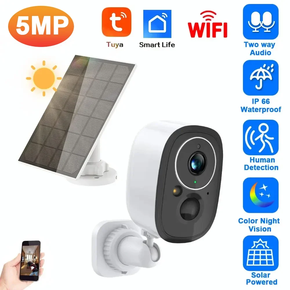 5mp-hd-tuya-smart-wifi-rechargeable-battery-ip-camera-outdoor-2-way-audio-wireless-solar-power-cctv-security-surveillance-camera