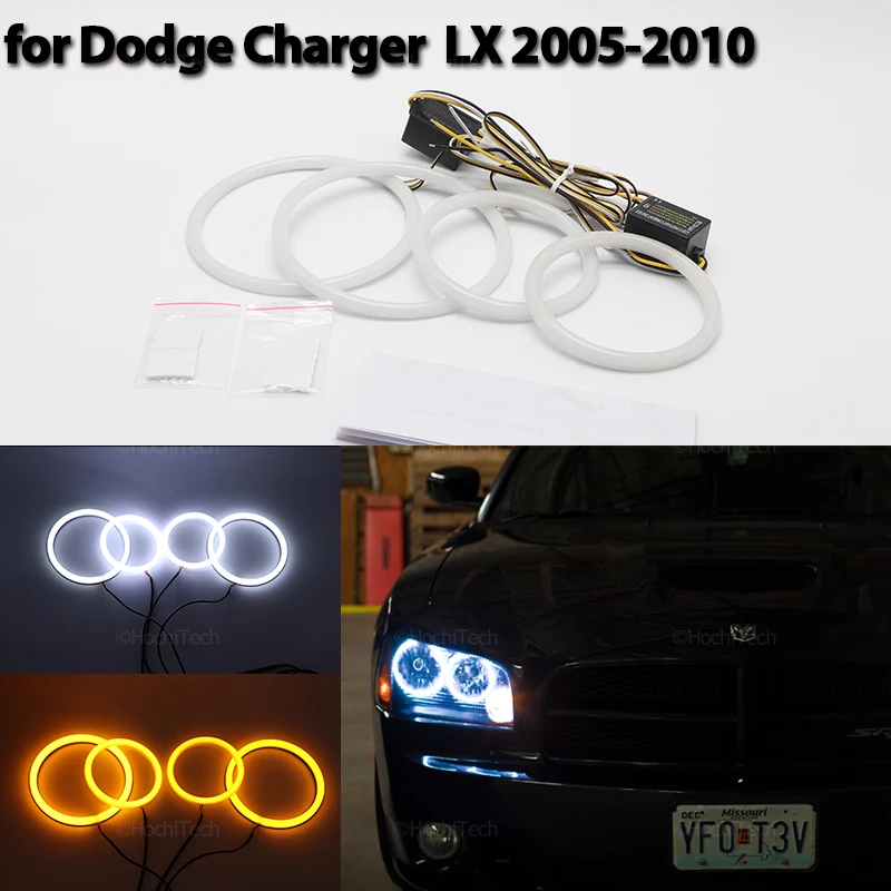 

Bright Halo Ring Angel Eyes Turn Signal Switchback Cotton LED White Yellow for Dodge Charger LX 2005-2010 Car Accessories