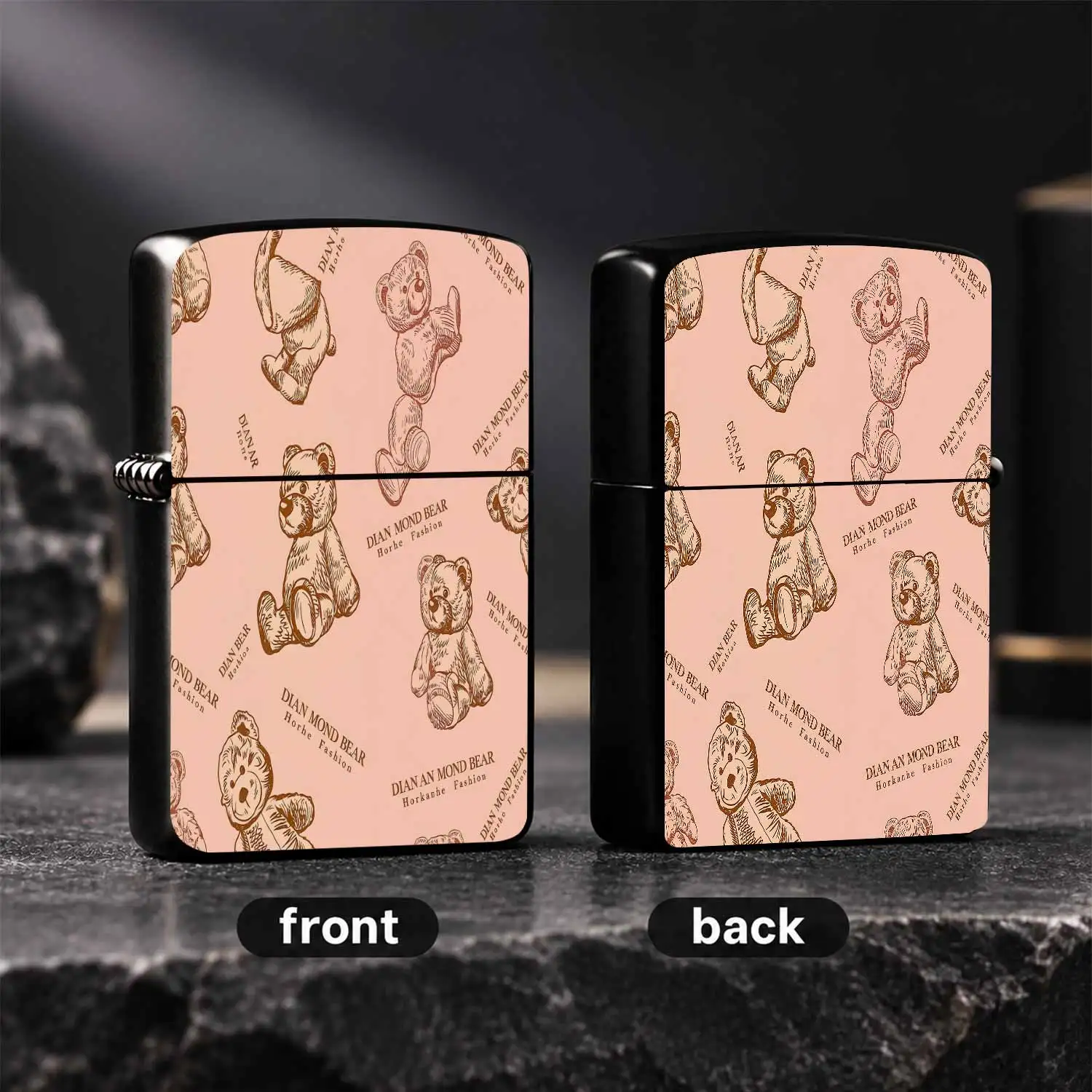 Vintage Sketch Teddy Bear Lighter, Soft Pink Base With Full-Print Cute Cartoon Bears, Portable Exquisite Daily Carry Accessory, Trendy Unique Versatile Decor, Ideal For Gifting On All Occasions, Delicate Fashion Practic A Humorous And Inter
