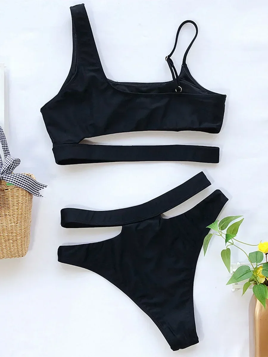 Sexy Asymmetrical Female Swimsuit High Waist Bikini Women Swimwear Two Pieces Bikini set High cut Bather Bathing Suit Swim Lady