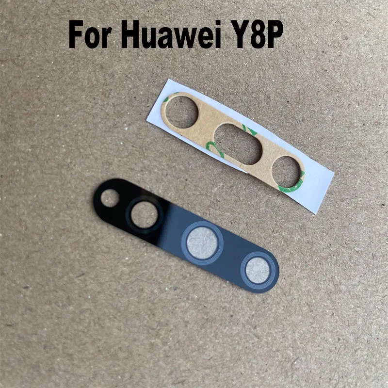 1PCS New For Huawei Y8P Back Camera Glass Rear Lens Len With Adhesive Sticker Replacement For Huawei  P Smart S