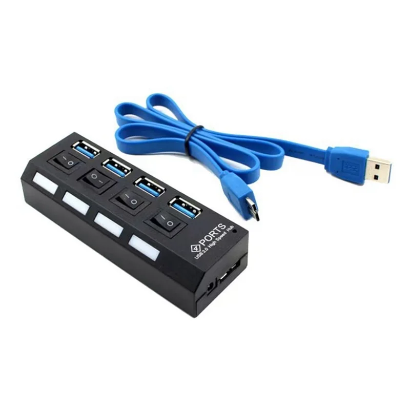 Adaptador de corriente USB 3,0, 4 puertos, Multi USB Splitter Hub 3.0USB Hub, 50CM, Cable Hub, estación de acoplamiento, enchufe estadounidense