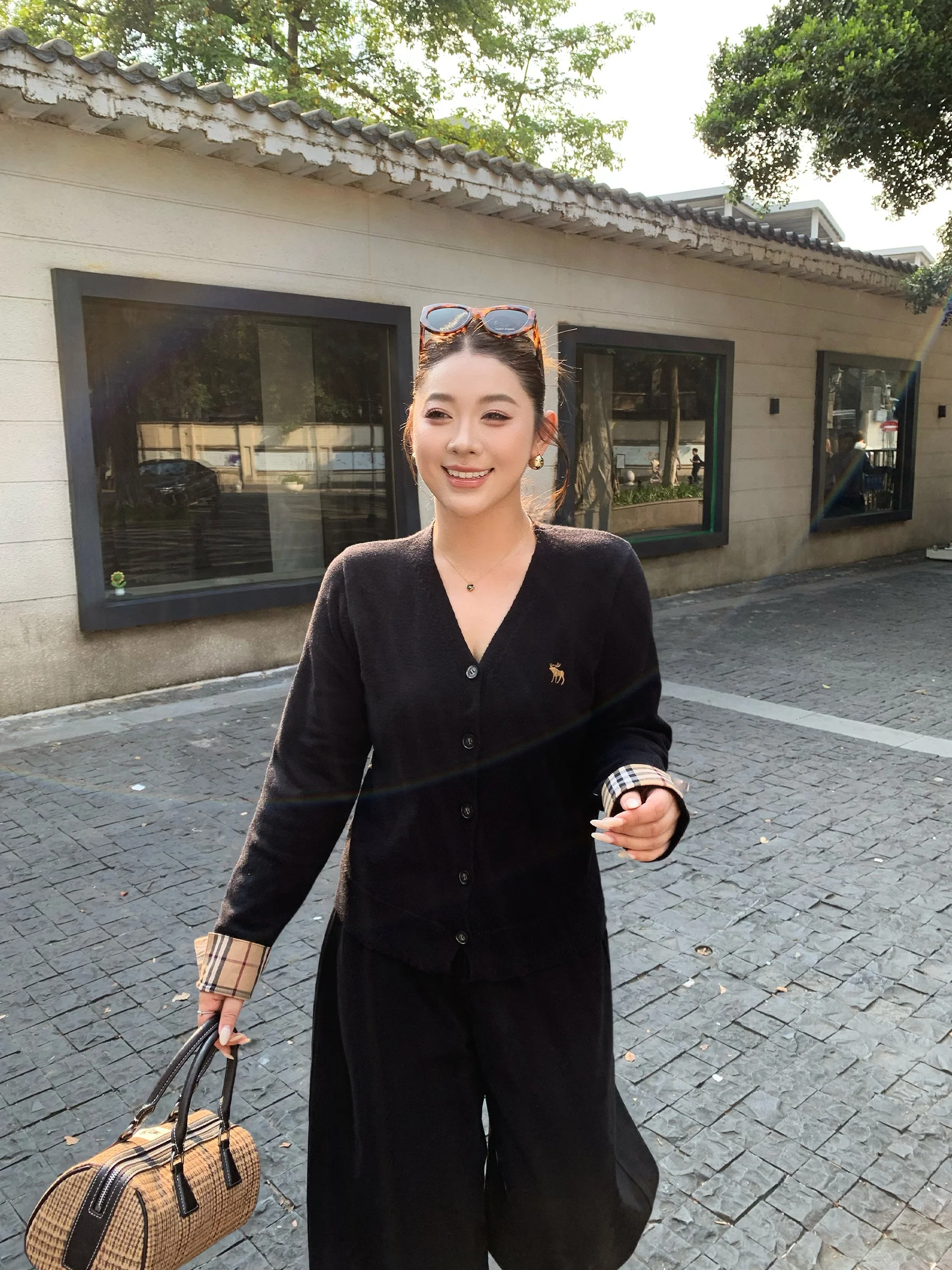 

Loose V-Ne Knitted Open Cardigan Women's Faion Sensation Color Blo Autumn Winter Sweater Soft Polyester Nylon Blend