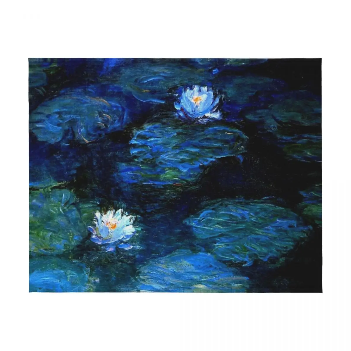 زنابق الماء مونيه الأزرق العميق رمي بطانية أريكة رمي أريكة الأربعاء البطانيات العلامة التجارية الفاخرة #2