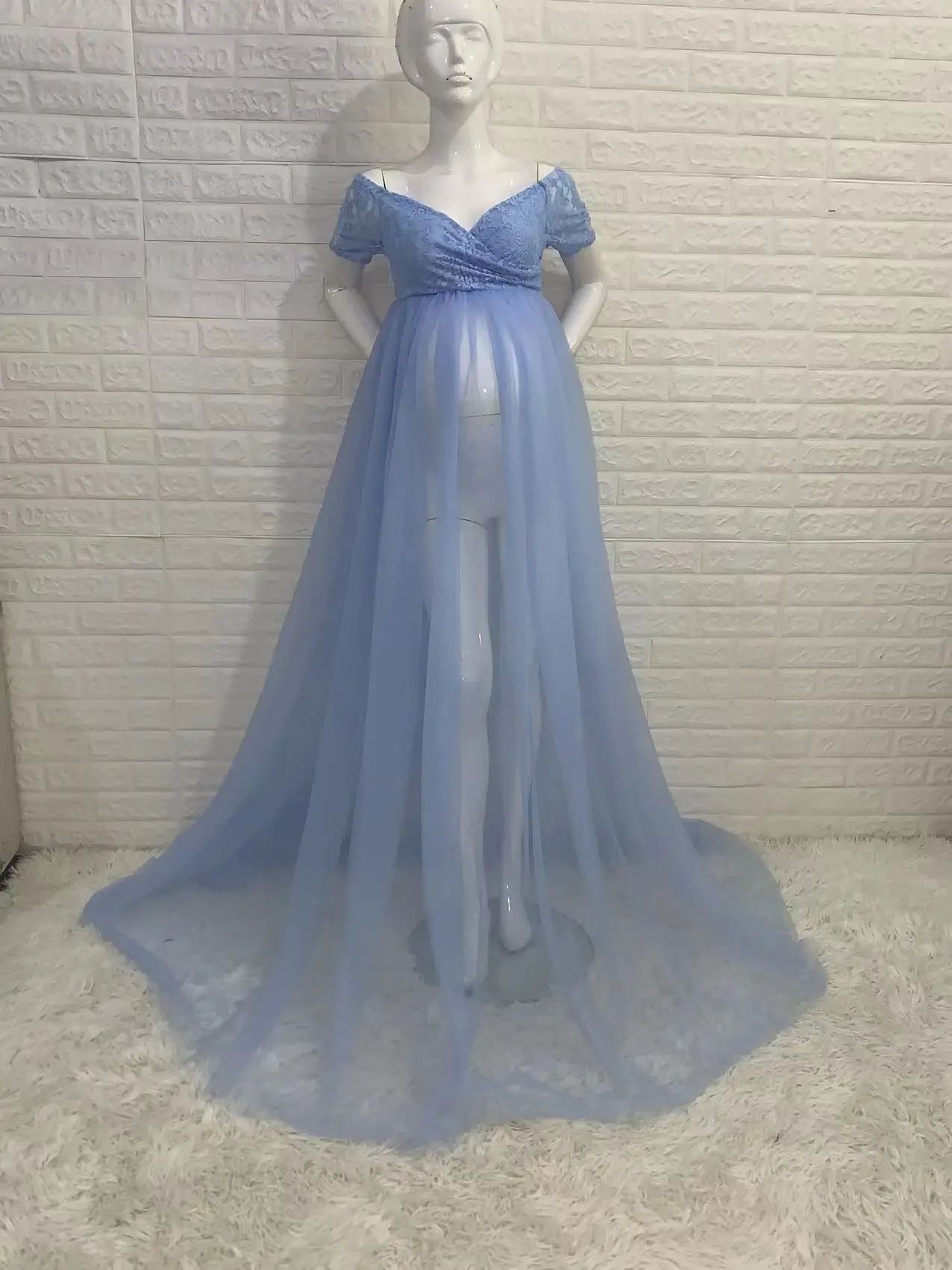 Maternity Tulle Maxi Dresses For Photoshooting Premama Baby Show See Through Dress Pregnant Women Elgant Photography Party Dress