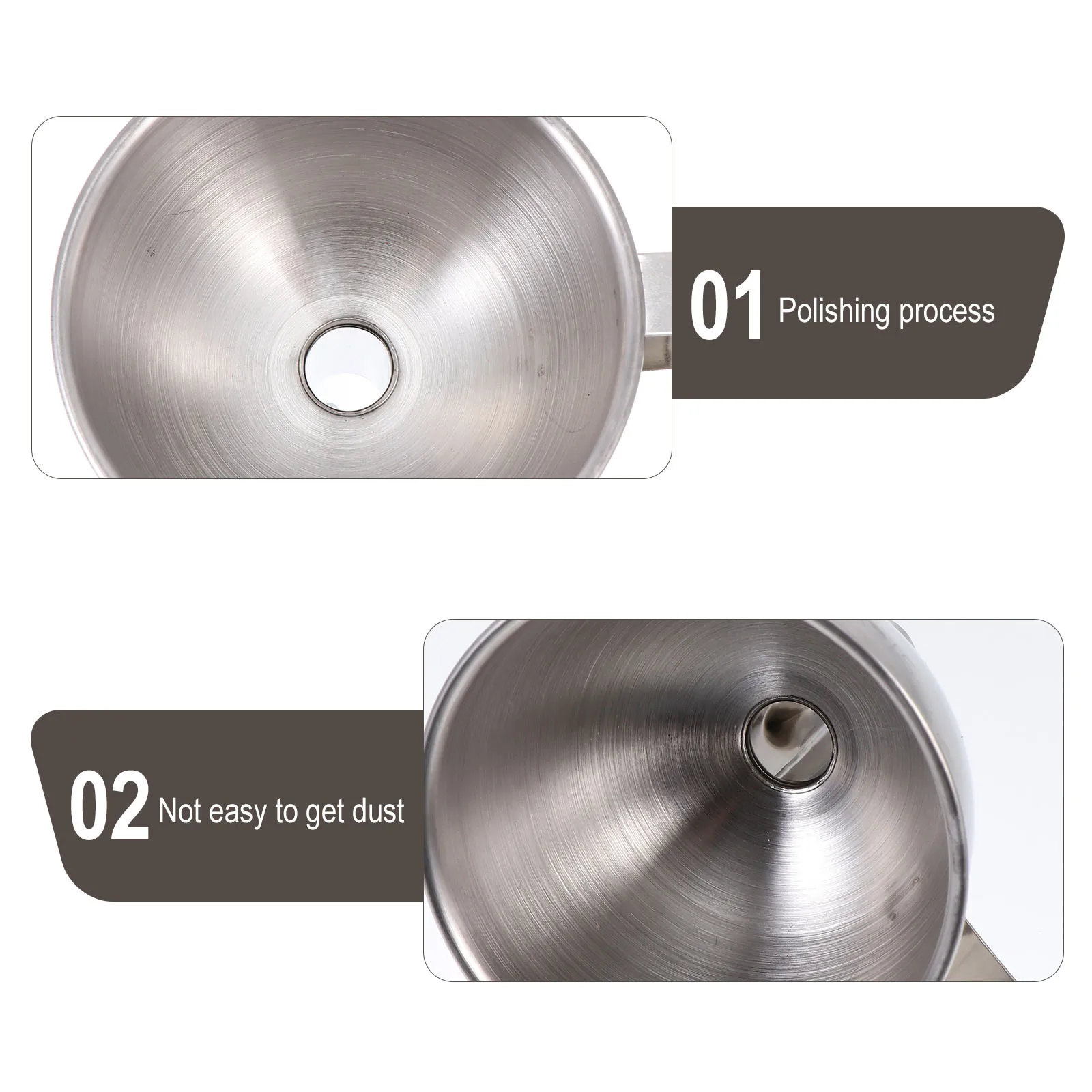 

1 Set Stainless Steel Funnels Kitchen Accessories Mini Filters Side Handles Liquid Transfer Tools Home Use Silver Easy Cleaning