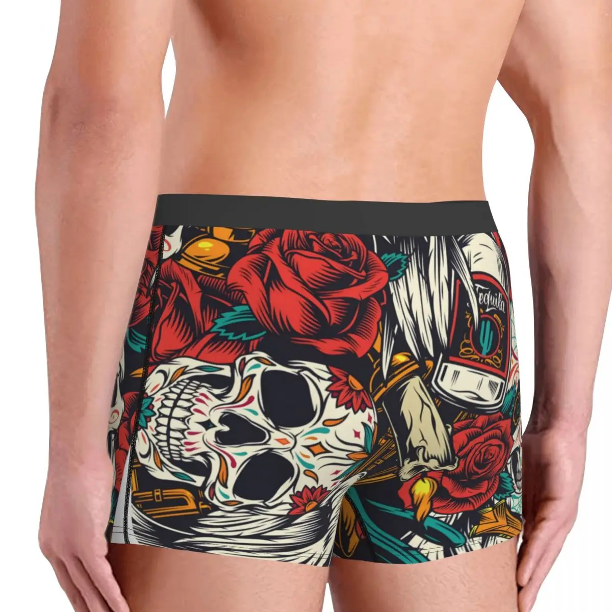 Street Arts Skull Rose Flowers Underpants Homme Panties Male Underwear Print Couple Sexy Set Calecon