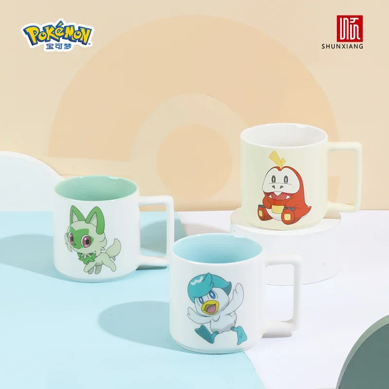 SHUNXIANG Pokémon Ceramic Coffee Mugs Cartoon Quaxly Fuecoco Water Cup Home Breakfast Milk Oat Cups Anime Theme Drinkware Gifts