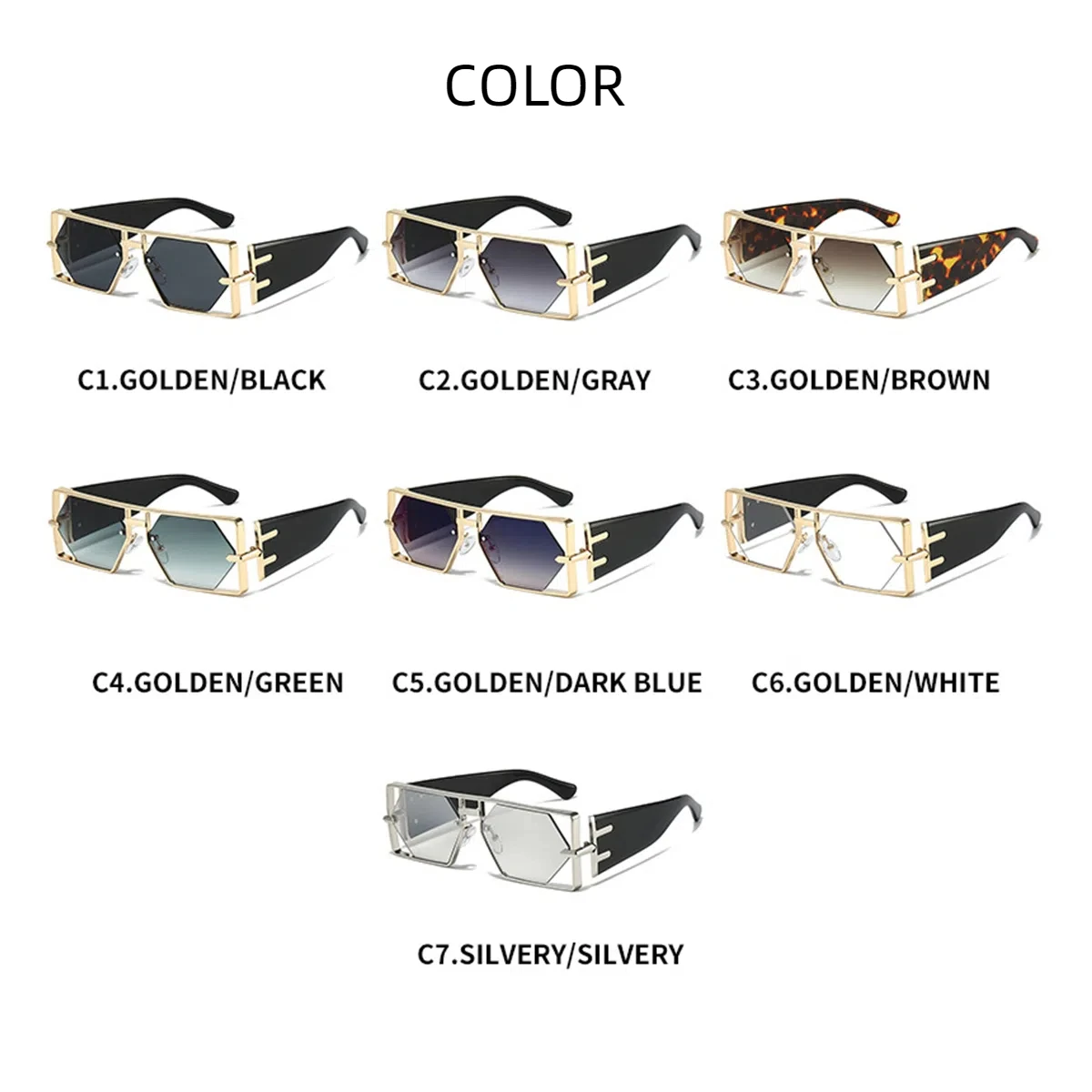 عدسات مسدس موضة إطار معدني مجوف النظارات الشمسية امرأة 2025 العصرية مصمم في الهواء الطلق الشاطئ واسعة حافة نظارات شمسية باردة UV400 #6