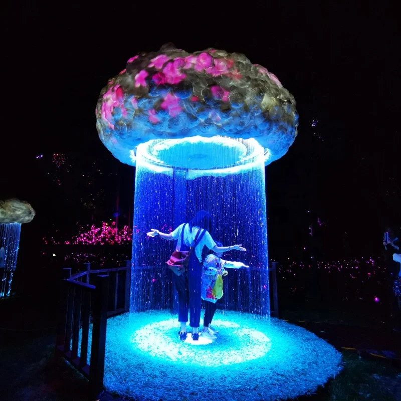 

20W IP65 Outdoor Waterproof RGB Induction Landscape Light Mushroom Rain Curtain Light Atmosphere Decorative Net Red Light