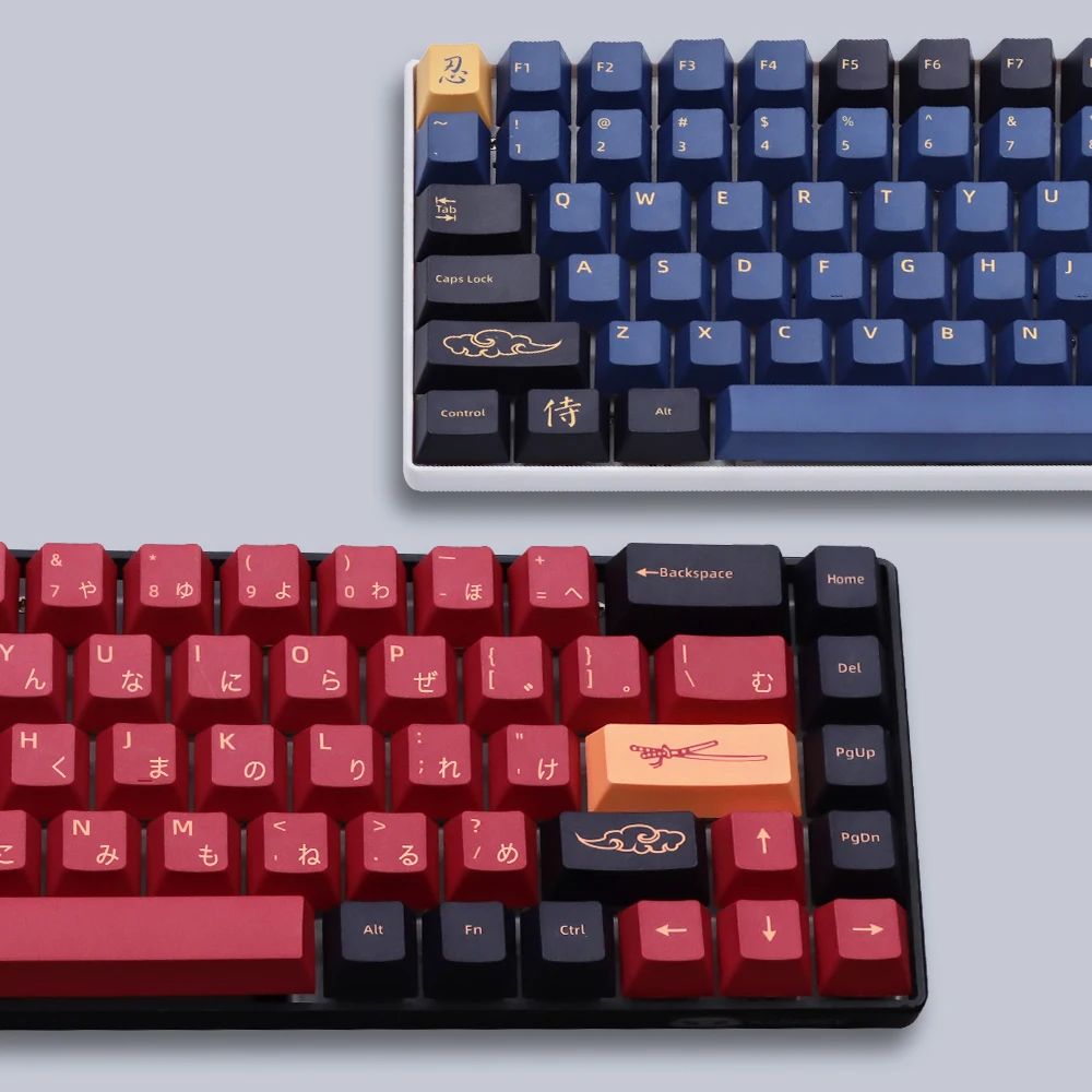 

Blue/Red Samurai PBT Keycaps Korean/German/Spanish/French/Japanese/Russian Keycap Cherry Profile for GMK ISO layout 7U space