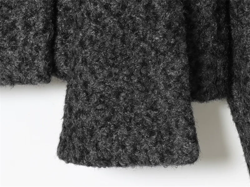 المرأة الجديدة ركاب الصوف مزيج معطف تويد وشاح قصير طوق الخريف والشتاء بسيط عارضة أزياء ملابس نسائية #6