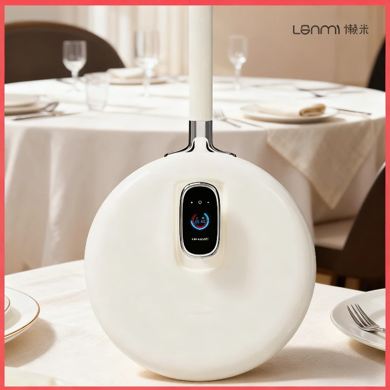 

Интеллектуальная сковорода вок LANMI 32 см с антипригарным титановым распылением и перезаряжаемой крышкой типа C, вок для домашней кухни и приготовления пищи