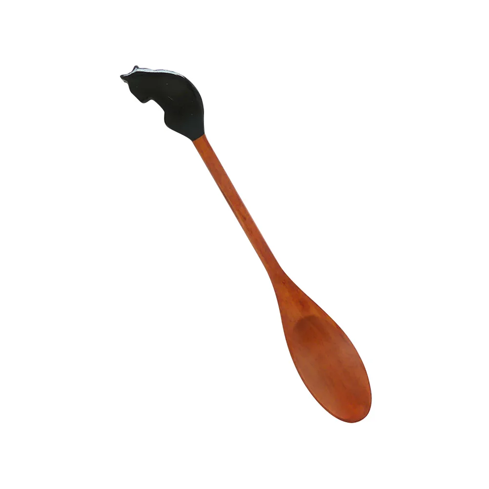 

Cat Wooden Spoons Color for Tea Coffee Dessert Eating Reusable Eco-Friendly Bamboo Serving Spoons Kitchen Barware