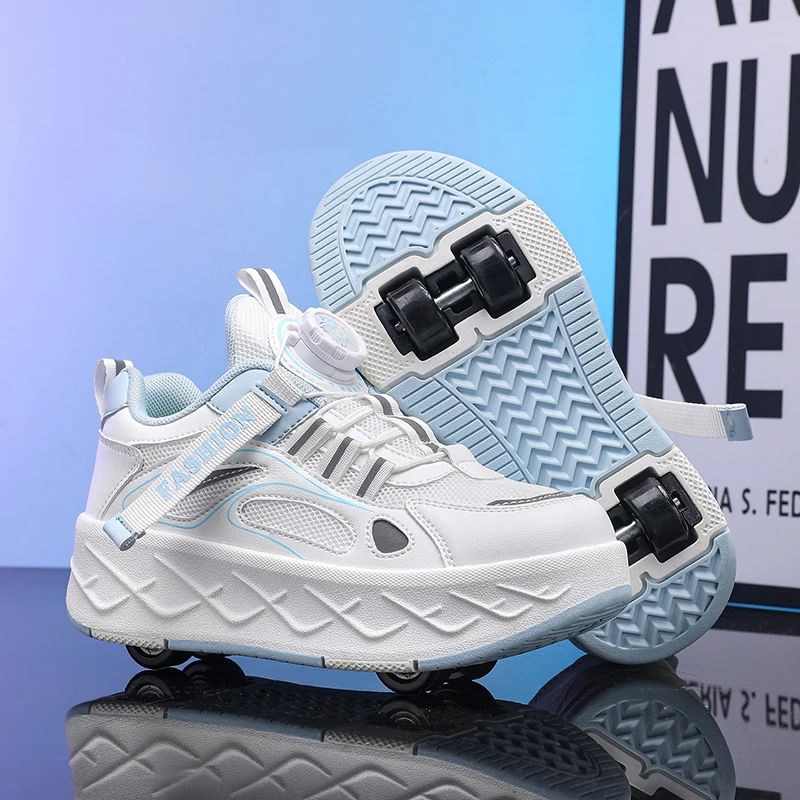 New Roller Skates Shoes Kids Four Wheels With Sneaker Detachable Roller Shoe Breathable Fashion Children Walking Shoe Kid Gifts