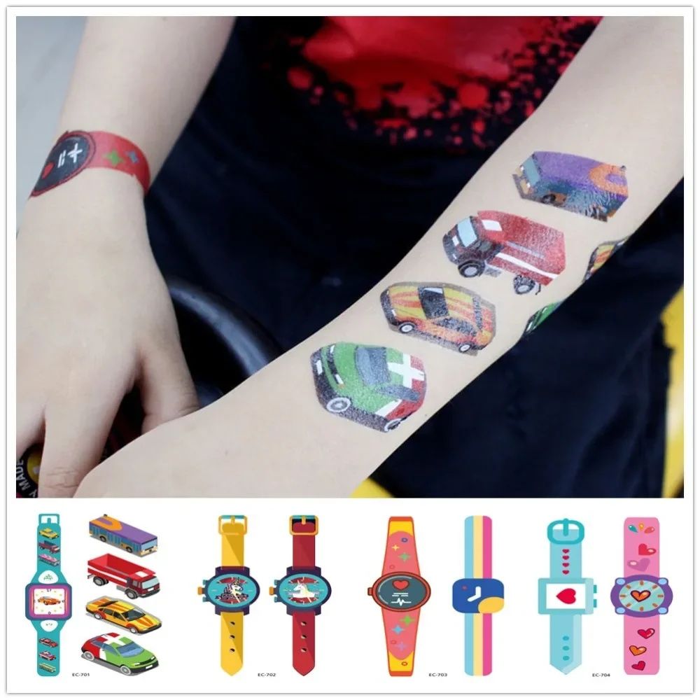 Rocooart Cartoon Car Tattoo For Kid Cute Fake Watch Tatuajes Stickers Tatouage Temporaire Body Art Waterproof Temporary Tattoo