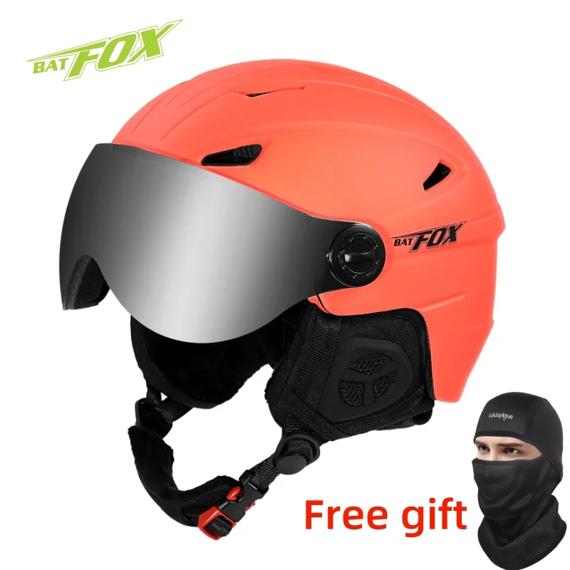 BATFOX Skihelm en bril voor volwassenen Geïntegreerd type Sneeuwscooter Snowboard Skihelm Sportveiligheidsuitrusting Skihelm voor heren Dames