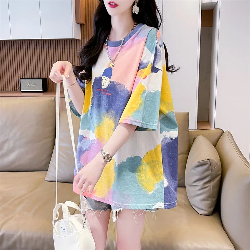 

Short Sleeve Women's T-shirt Baggy Female Top Yk2 Korean with Sleeves Reviews Many Clothes 2025 High Quality Trending Clothing